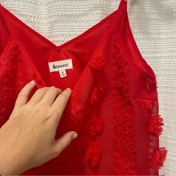 Red Pom Pom tank top - Picture 3 of 4